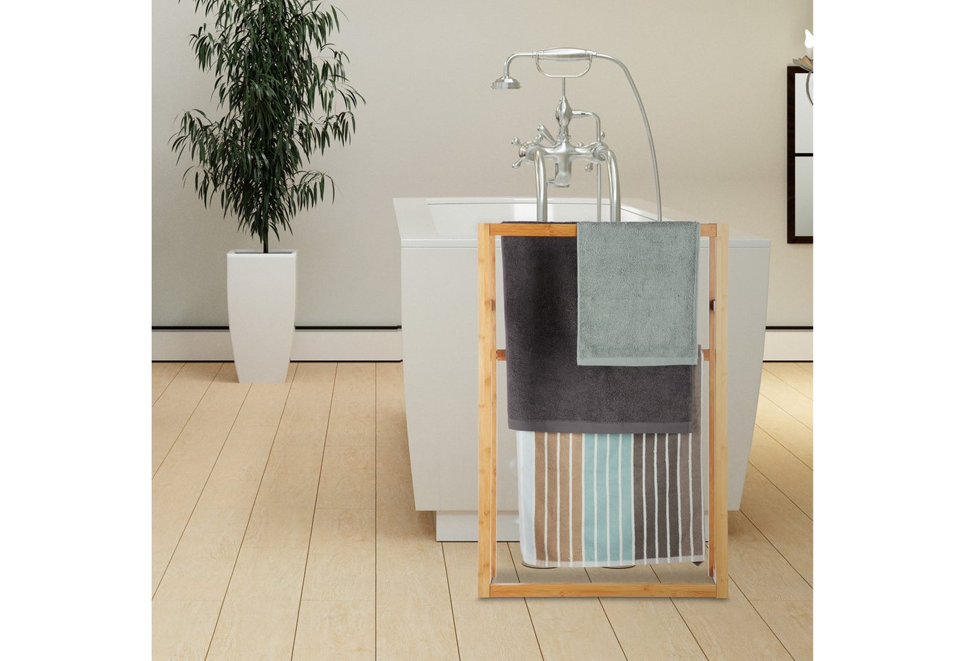 relaxdays Handtuchständer Bambus – Bild 2 von 5