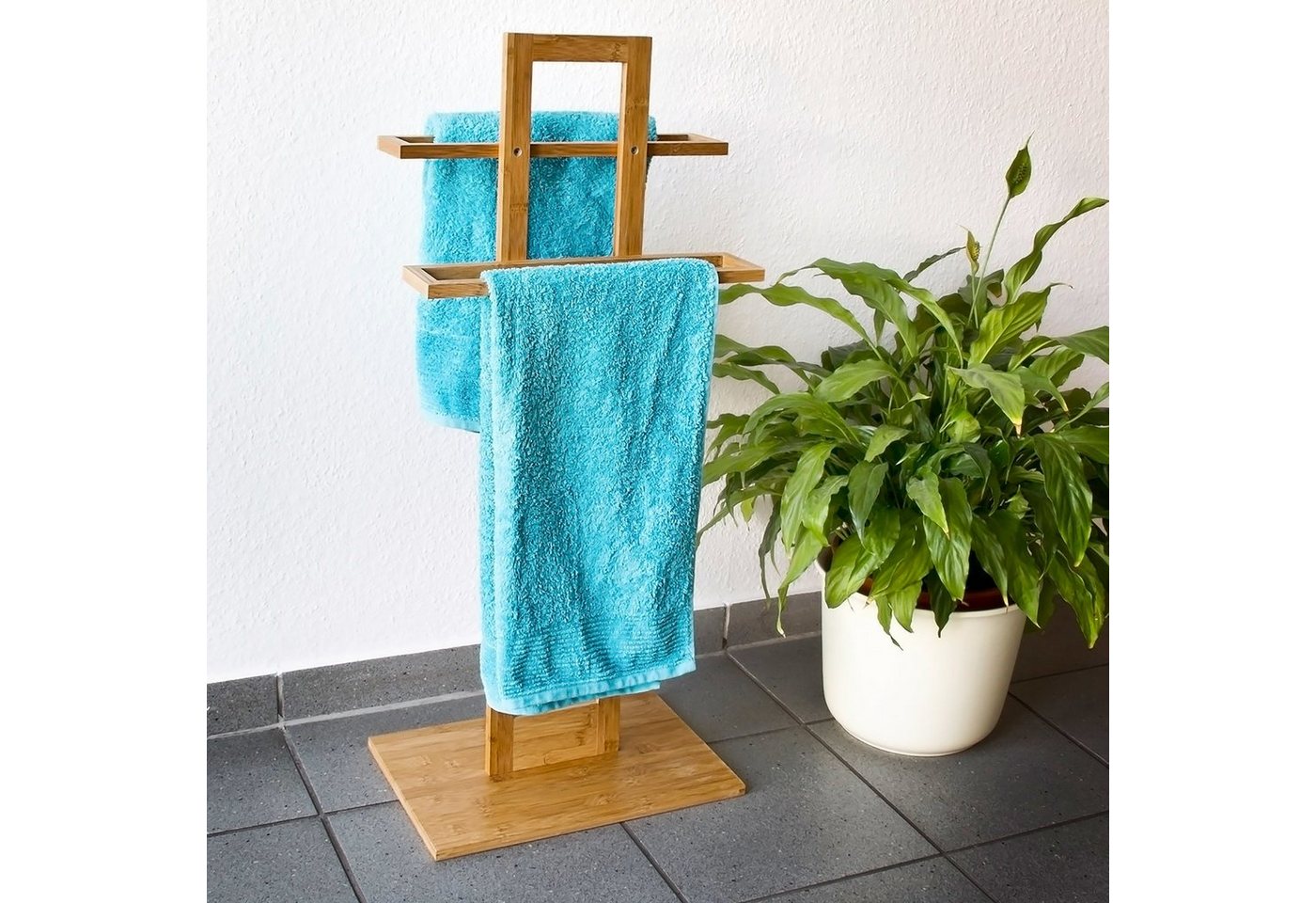 relaxdays Handtuchständer Bambus – Bild 2 von 5