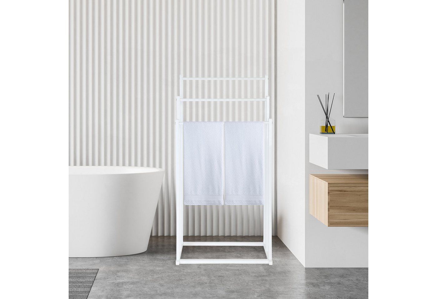 relaxdays Handtuchständer mit 3 Stangen, weiß – Bild 3 von 5