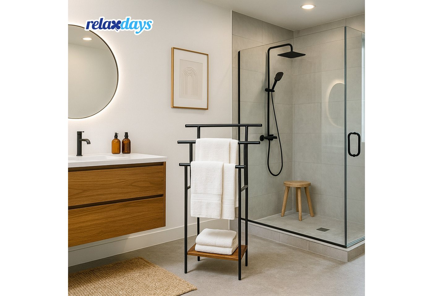 relaxdays Handtuchständer mit Ablage – Bild 2 von 5
