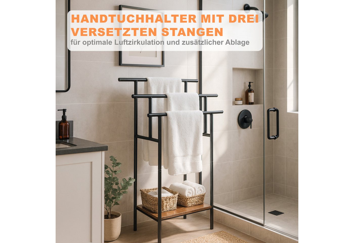 relaxdays Handtuchständer mit Ablage – Bild 3 von 5