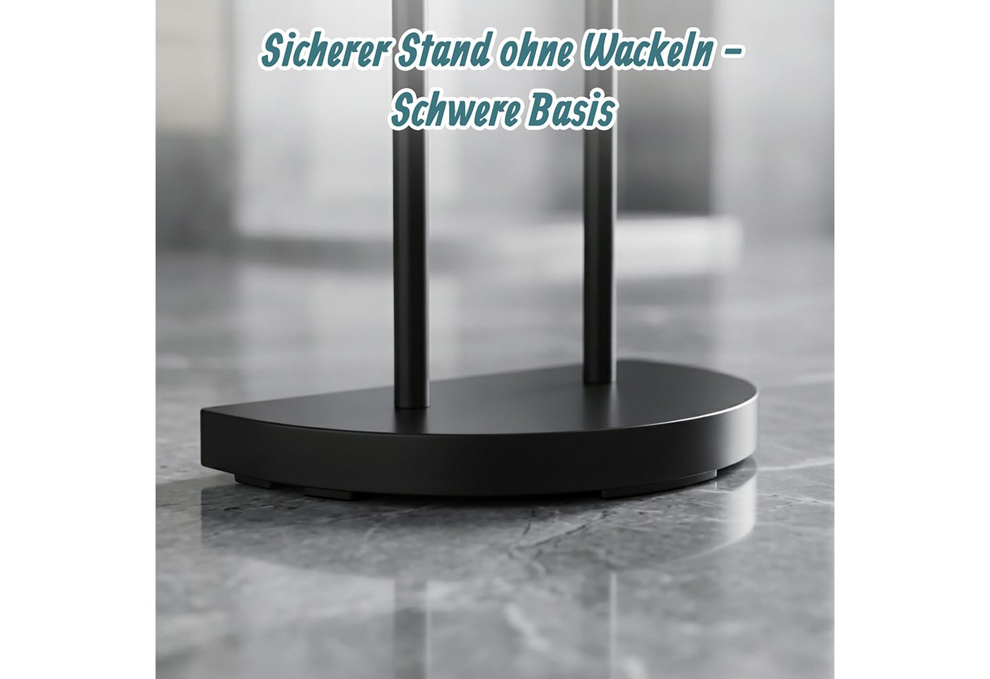 relaxdays Handtuchständer Schwarzer Handtuchständer mit 3 Stangen – Bild 5 von 5