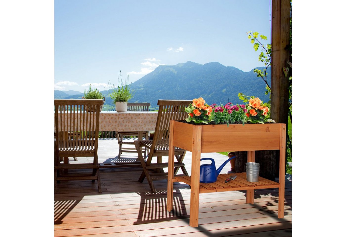 relaxdays Hochbeet Holz hellbraun (1 St) – Bild 2 von 5