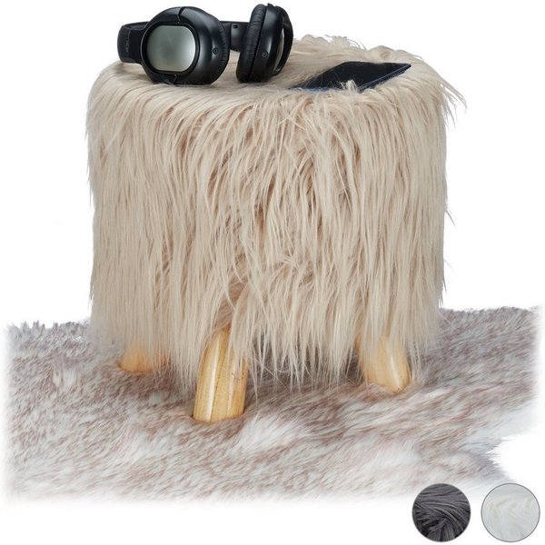 relaxdays Hocker Fell Hocker (1 St), braun