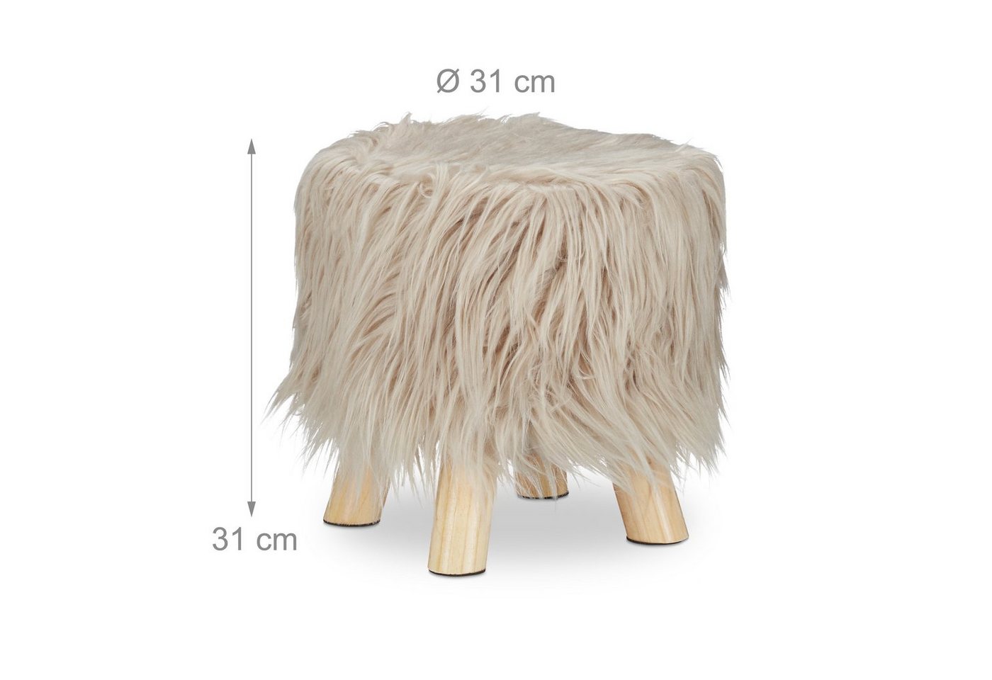 relaxdays Hocker Fell Hocker (1 St), braun – Bild 4 von 5