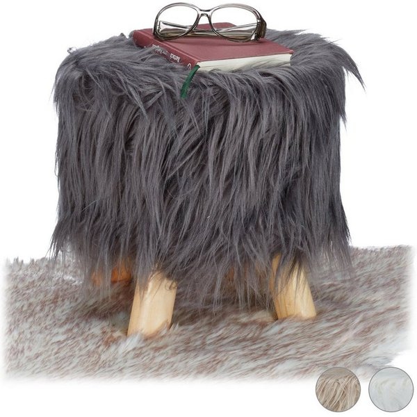 relaxdays Hocker Fell Hocker (1 St), grau