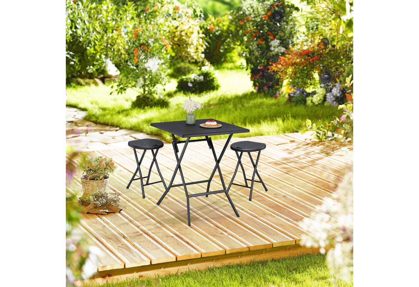 relaxdays Hocker Klapphocker 2er Set (2 St., 2er Set), schwarz – Bild 2 von 5