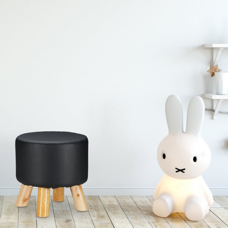 relaxdays Hocker Kunstleder (1 St), schwarz – Bild 2 von 5