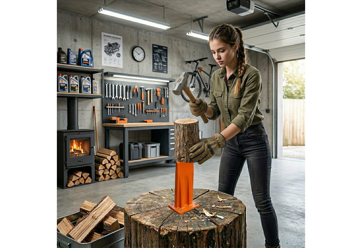 relaxdays Holzspalter Manueller Holzspalter, Spaltgutlänge bis 12 cm, Spaltgutdurchmesser bis 8 cm, (2-St) – Bild 2 von 5