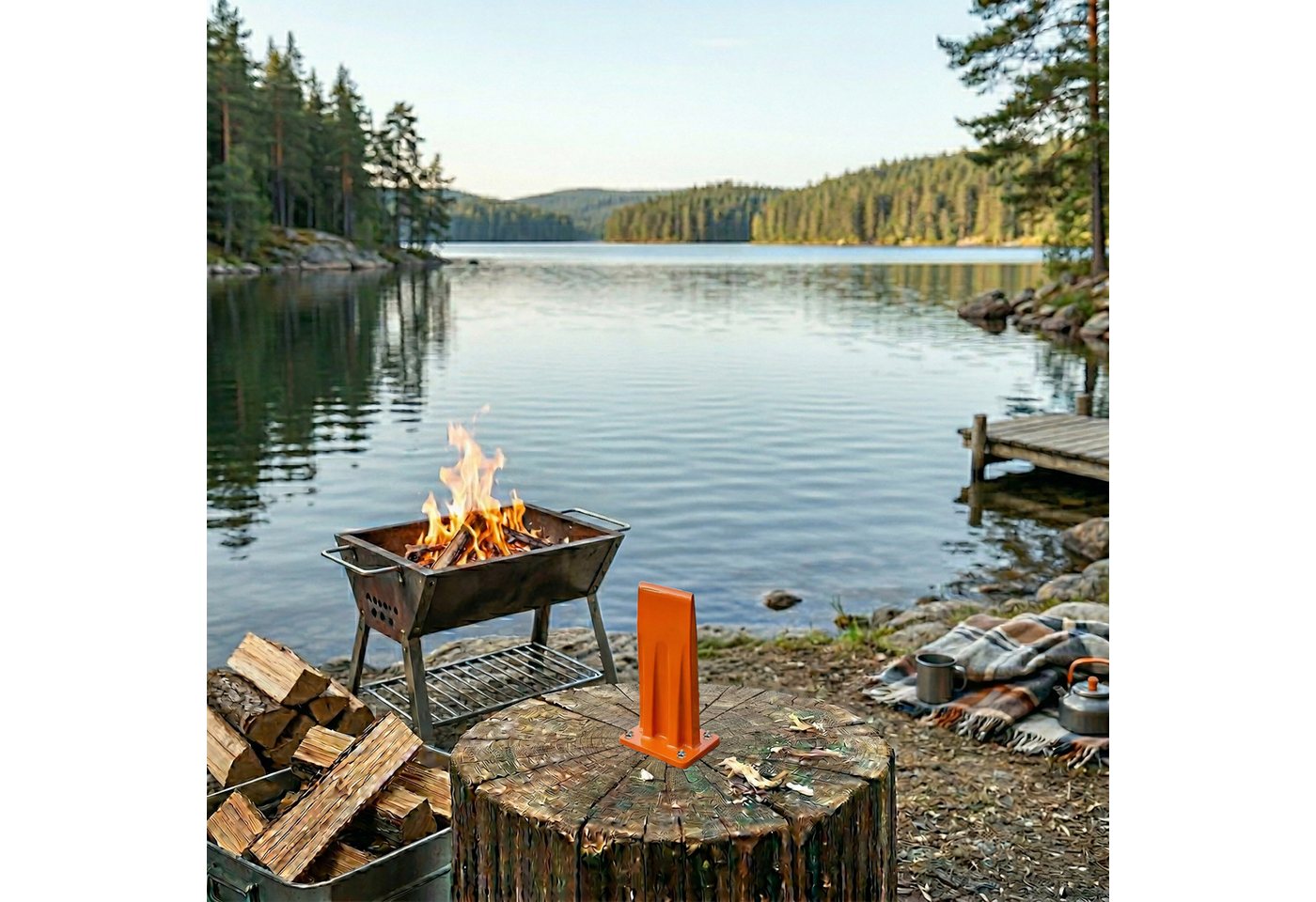 relaxdays Holzspalter Manueller Holzspalter, Spaltgutlänge bis 12 cm, Spaltgutdurchmesser bis 8 cm, (2-St) – Bild 5 von 5