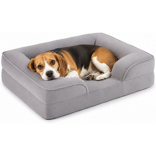 relaxdays Hundebett Orthopädisches Hundebett Memory Foam, Polyester, grau, M