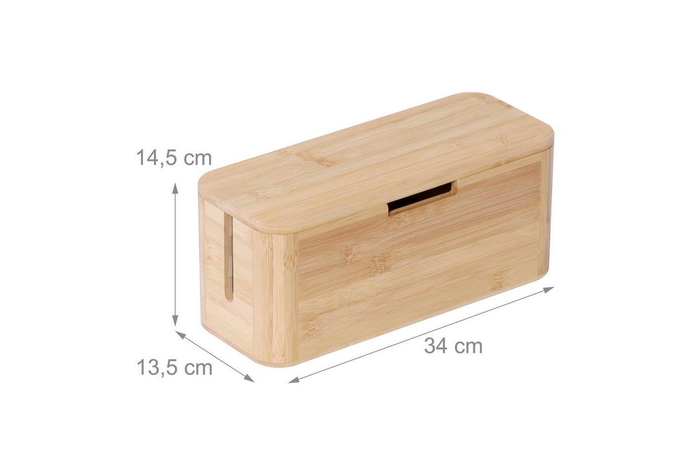 relaxdays Kabelbox aus Bambus, natur – Bild 4 von 5