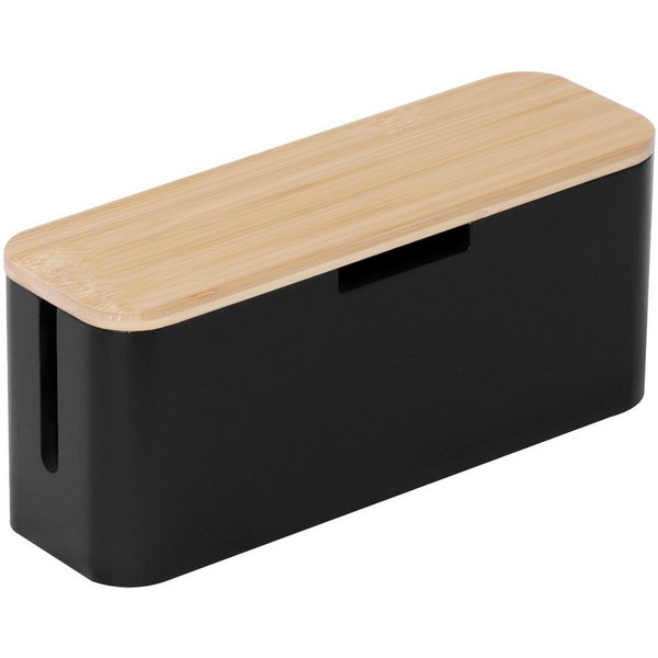 relaxdays Kabelbox aus Bambus, (7-tlg), Natur-Schwarz