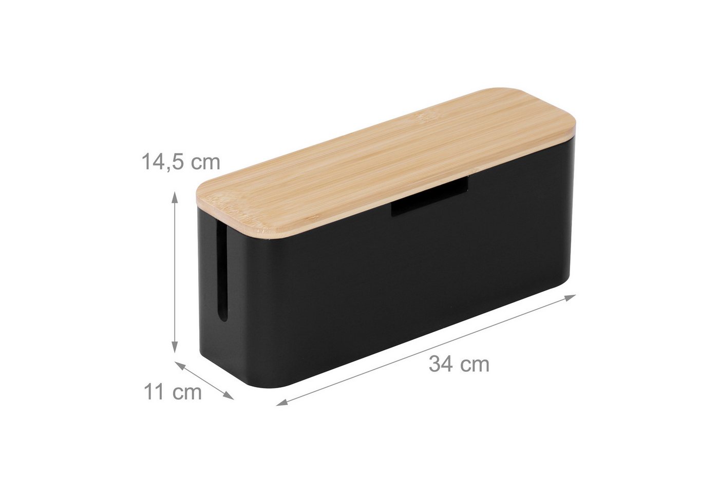 relaxdays Kabelbox aus Bambus, (7-tlg), Natur-Schwarz – Bild 4 von 5