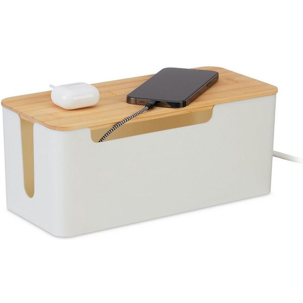 relaxdays Kabelbox mit Bambusdeckel, (1-tlg)