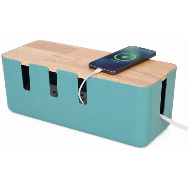 relaxdays Kabelbox mit Holzdeckel, (1-tlg), Mint