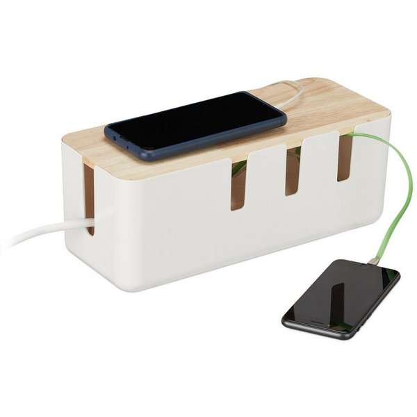 relaxdays Kabelzubehör Kabelbox weiß, (1-tlg)