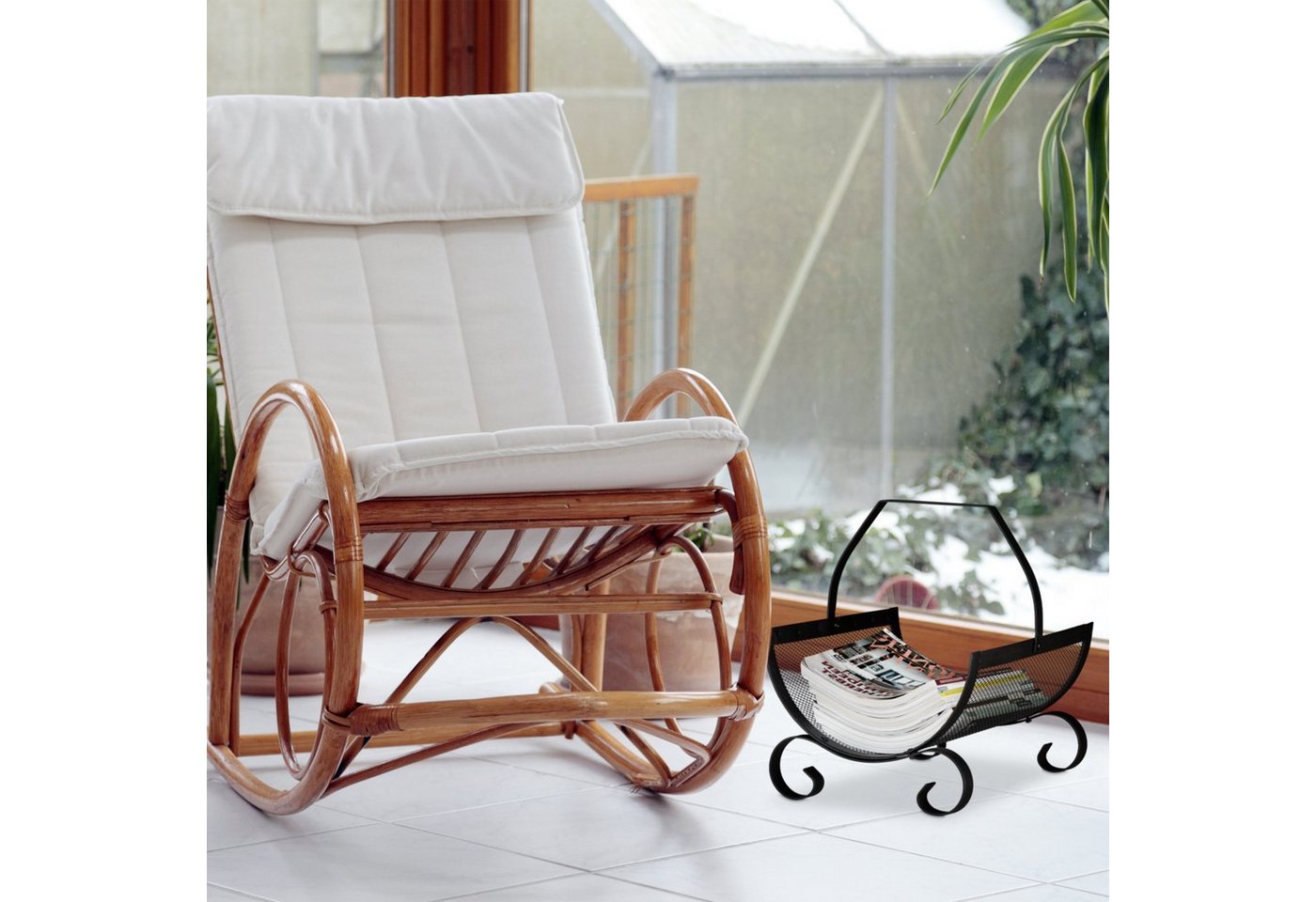 relaxdays Kaminholzkorb schwarz (1 St) – Bild 5 von 5