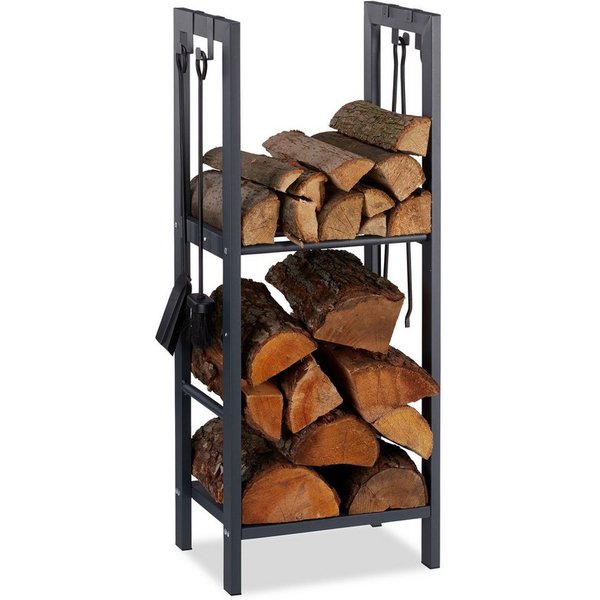 relaxdays Kaminholzregal mit 2 Ablagen, BxTxH:40x30x100 cm, (1-St), 100 x 40 x 30 cm