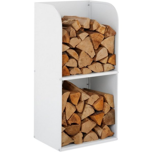relaxdays Kaminholzregal mit 2 Fächern, BxTxH:40x30x80 cm, (1-St), weiß