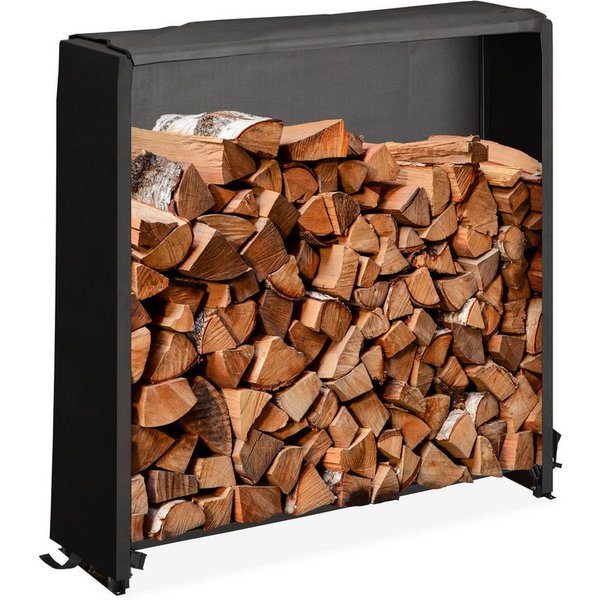 relaxdays Kaminholzregal mit Abdeckung, BxTxH:110x29x110 cm, (2-St), M