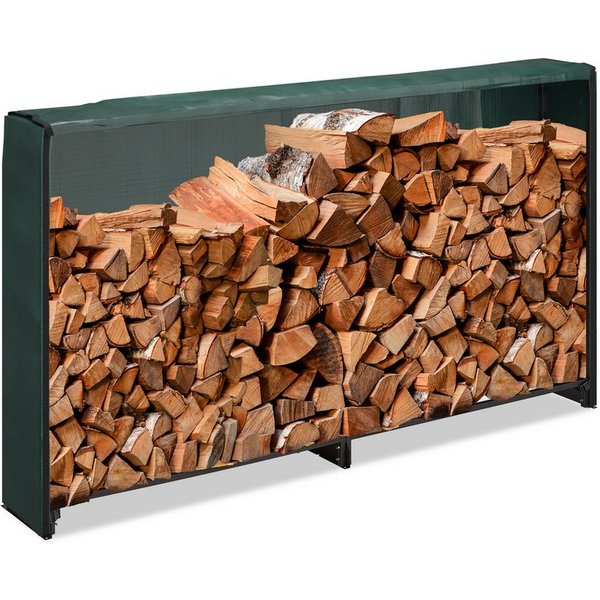 relaxdays Kaminholzregal mit Abdeckung, BxTxH:202x30x111 cm, (2-St)