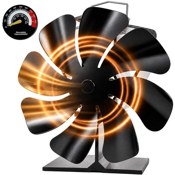 relaxdays Kaminventilator mit Thermometer stromlos
