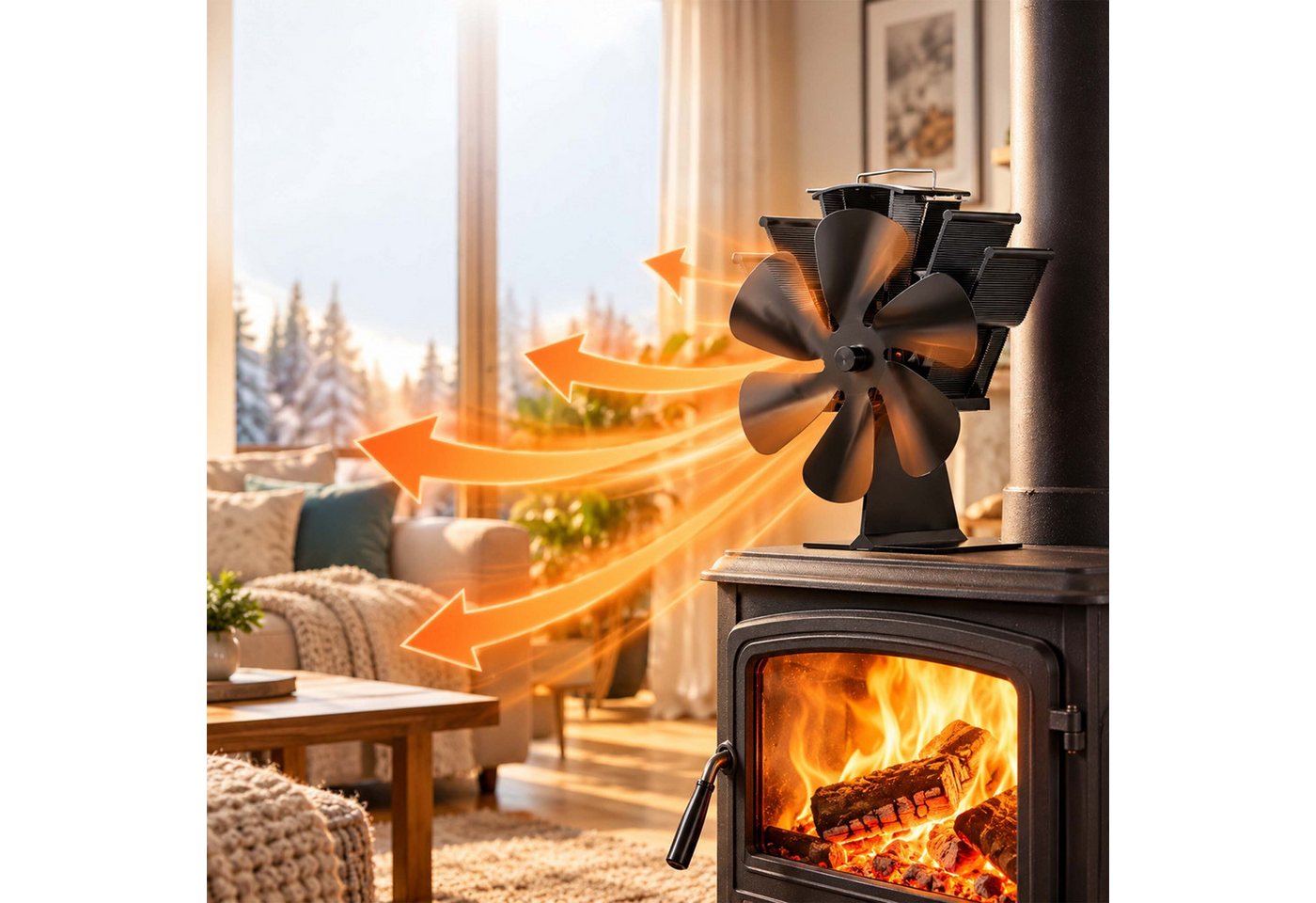 relaxdays Kaminventilator ohne Strom 6 Blätter – Bild 5 von 5