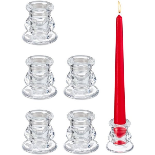 relaxdays Kerzenständer Stabkerzenhalter aus Glas 6er Set (6 St)