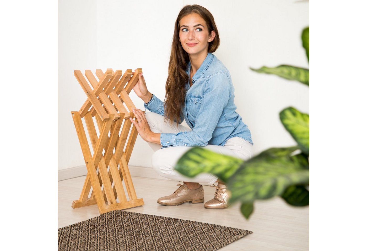 relaxdays Kinderhocker Klapphocker Bambus (1 St) – Bild 5 von 5