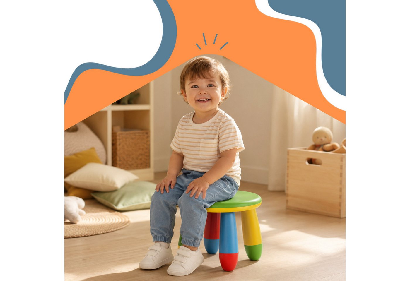 relaxdays Kinderhocker Pflegeleichter Kinderhocker (1 St), A – Bild 2 von 5