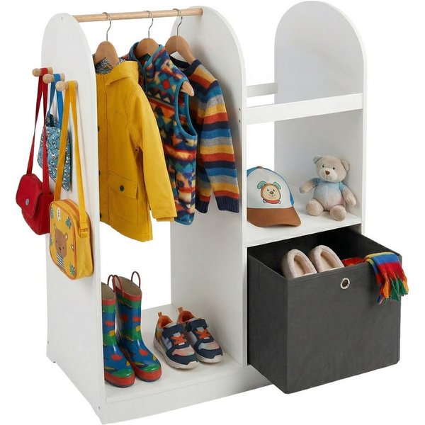 relaxdays Kinderkleiderschrank Kindergarderobe mit Stoffbox (1-St)