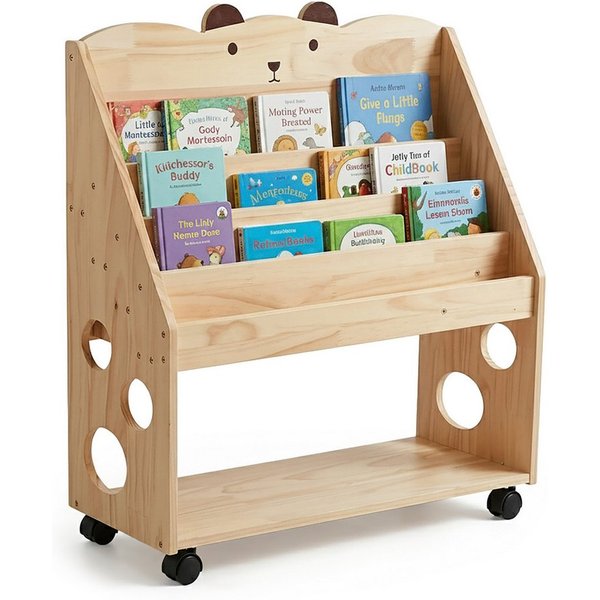 relaxdays Kinderregal Bücherregal Kinder mit Rollen, 1-tlg.