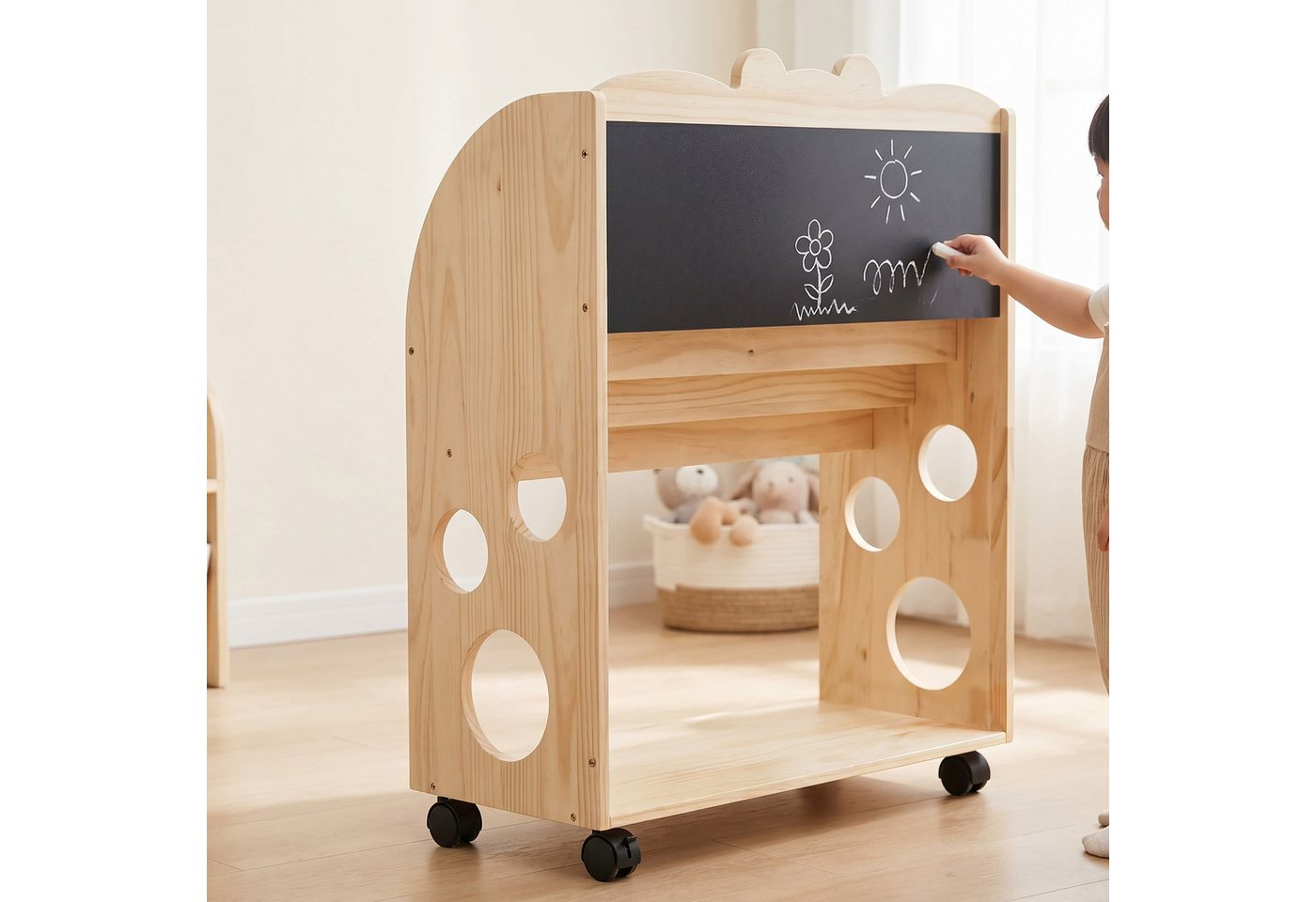 relaxdays Kinderregal Bücherregal Kinder mit Rollen, 1-tlg. – Bild 3 von 5
