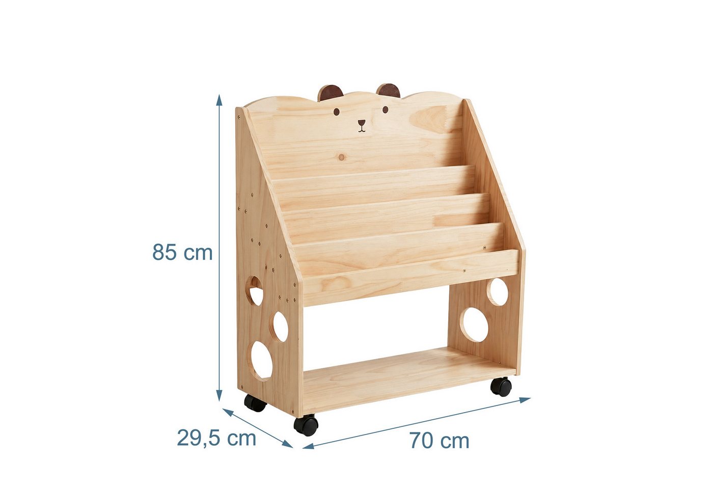 relaxdays Kinderregal Bücherregal Kinder mit Rollen, 1-tlg. – Bild 4 von 5