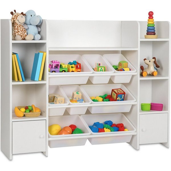 relaxdays Kinderregal groß mit Boxen, 1-tlg., weiß