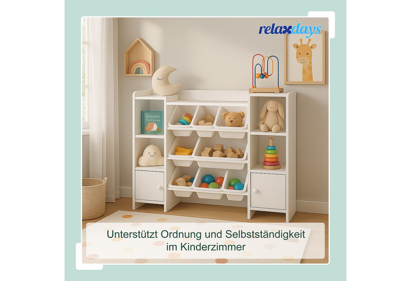 relaxdays Kinderregal groß mit Boxen, 1-tlg., weiß – Bild 2 von 5