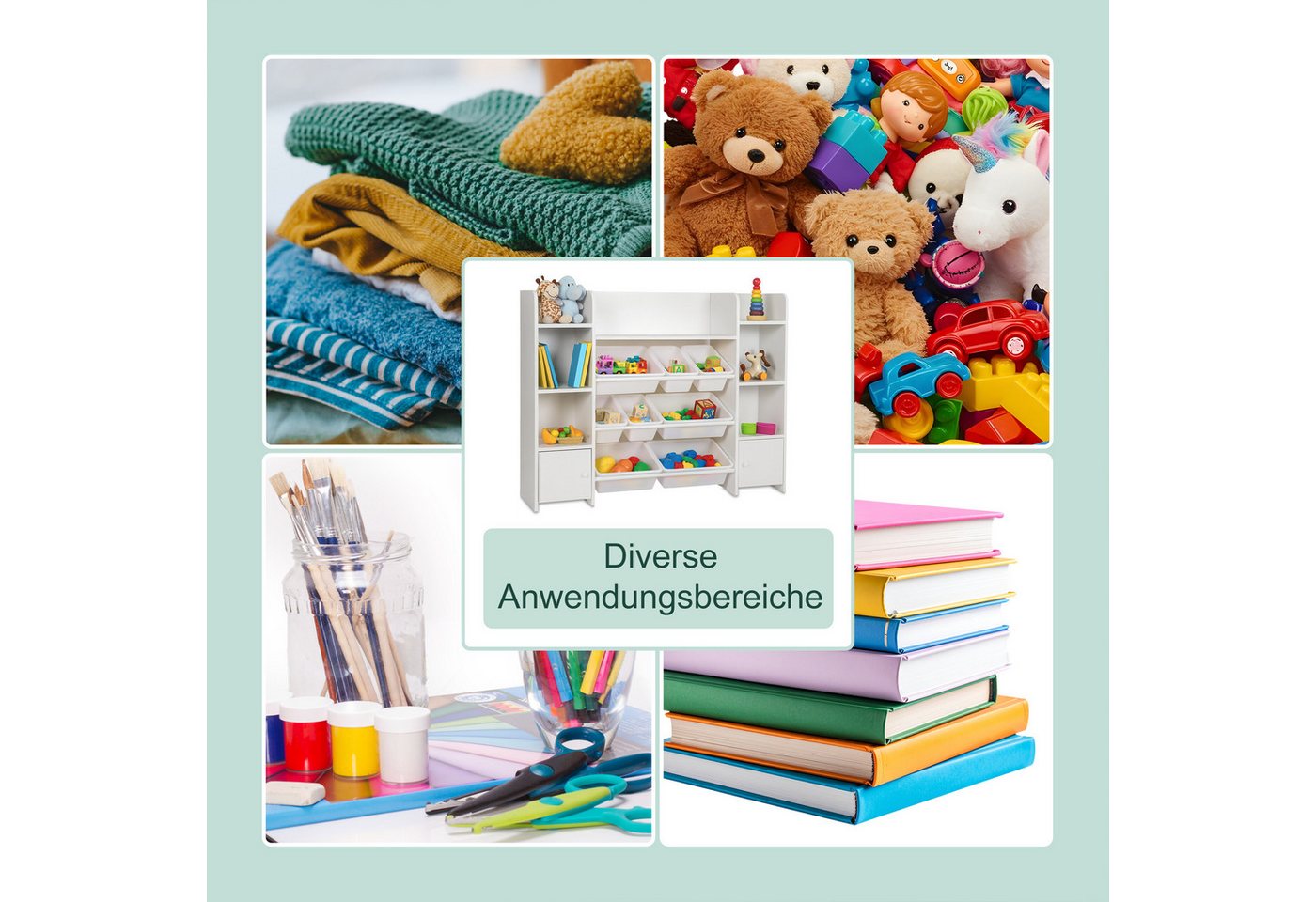 relaxdays Kinderregal groß mit Boxen, 1-tlg., weiß – Bild 3 von 5