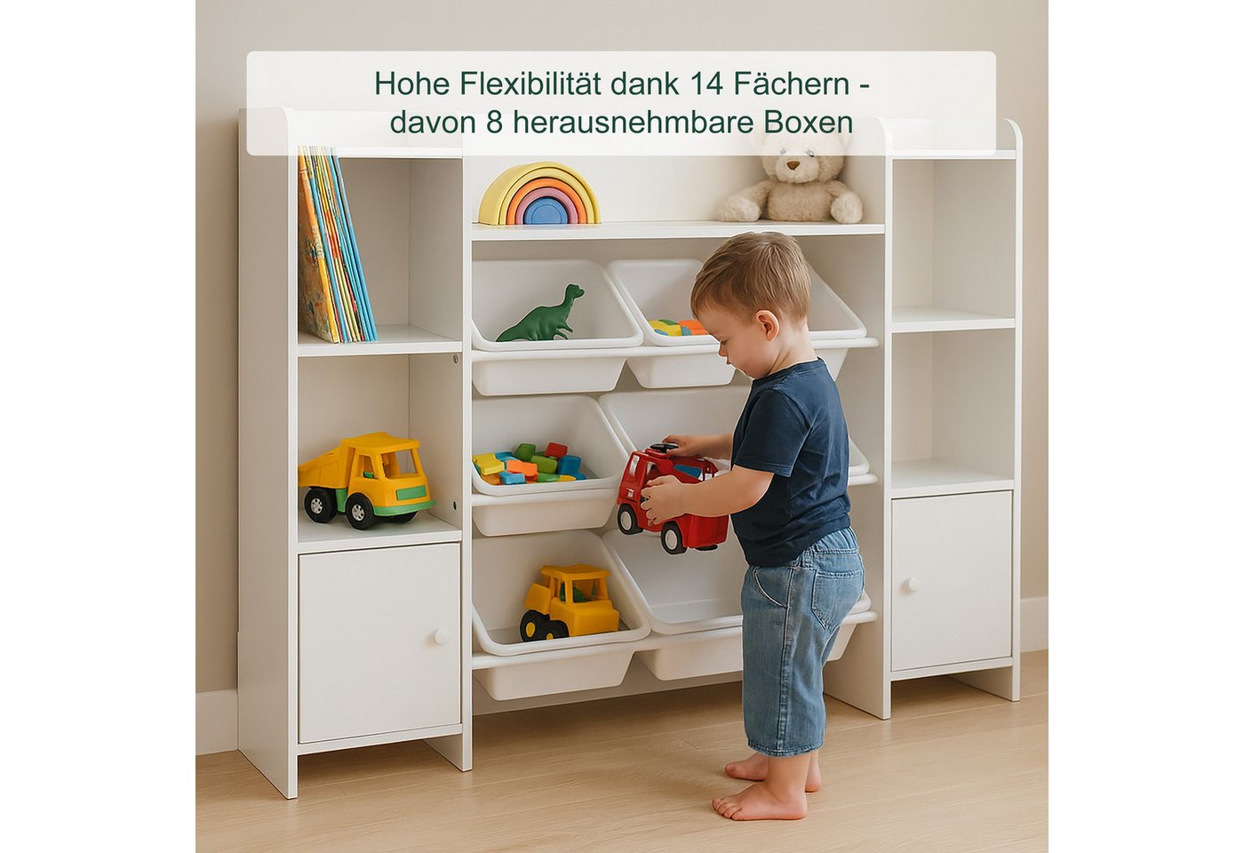 relaxdays Kinderregal groß mit Boxen, 1-tlg., weiß – Bild 5 von 5