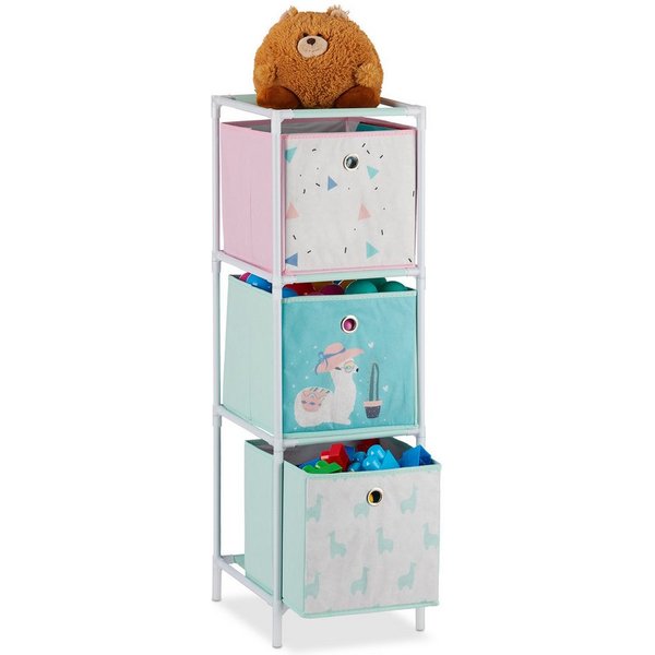 relaxdays Kinderregal Lama mit Boxen, 3-tlg., 3
