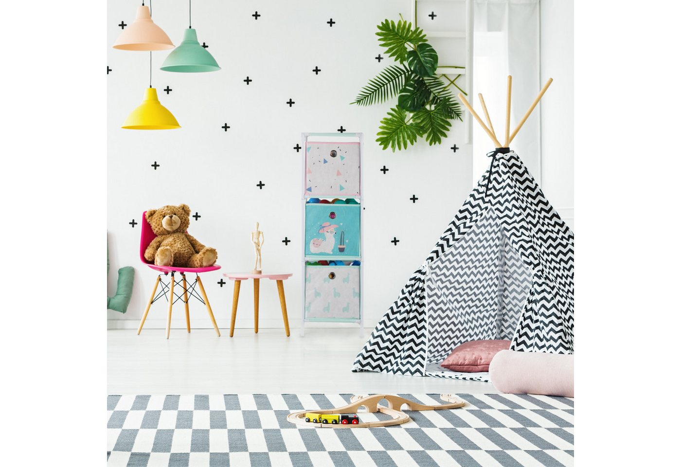 relaxdays Kinderregal Lama mit Boxen, 3-tlg., 3 – Bild 2 von 5