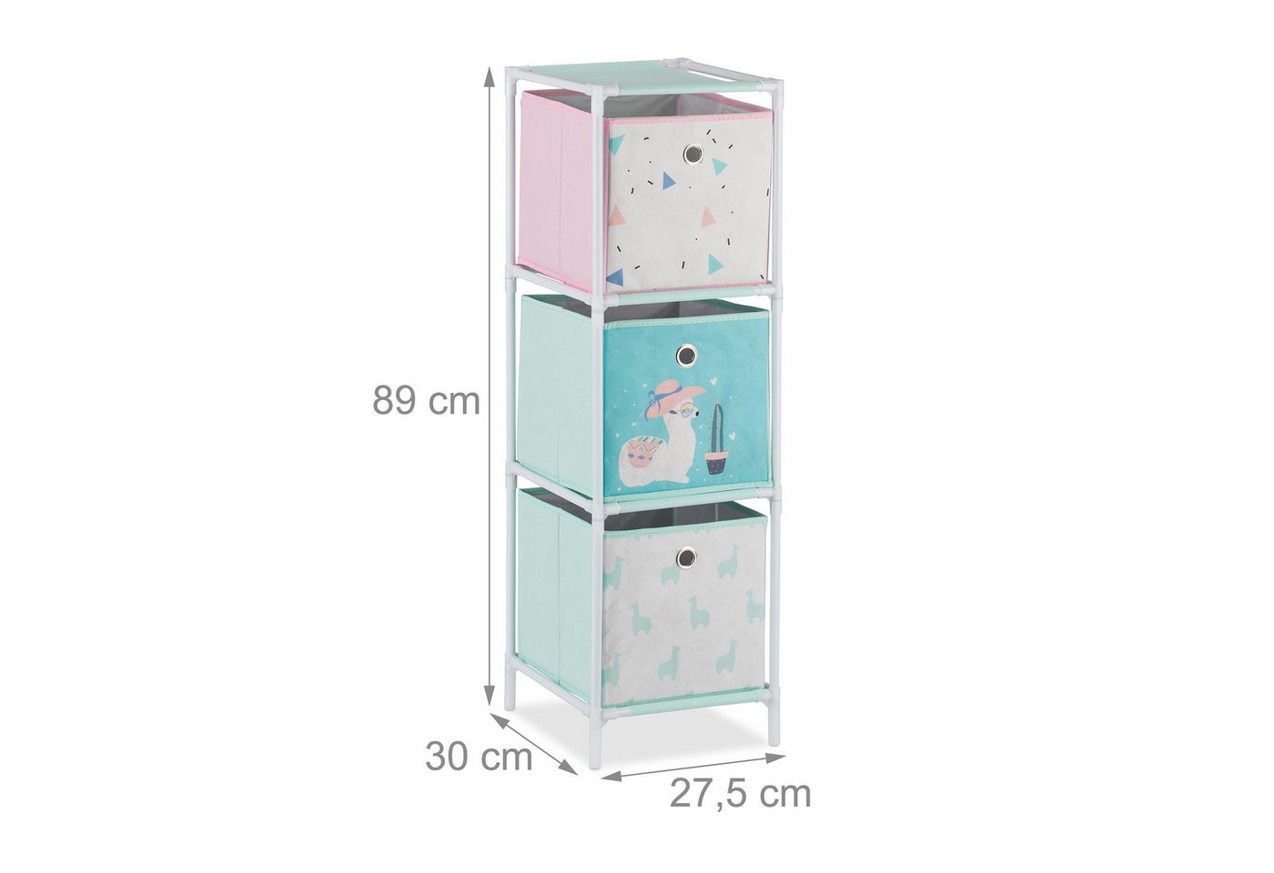 relaxdays Kinderregal Lama mit Boxen, 3-tlg., 3 – Bild 4 von 5