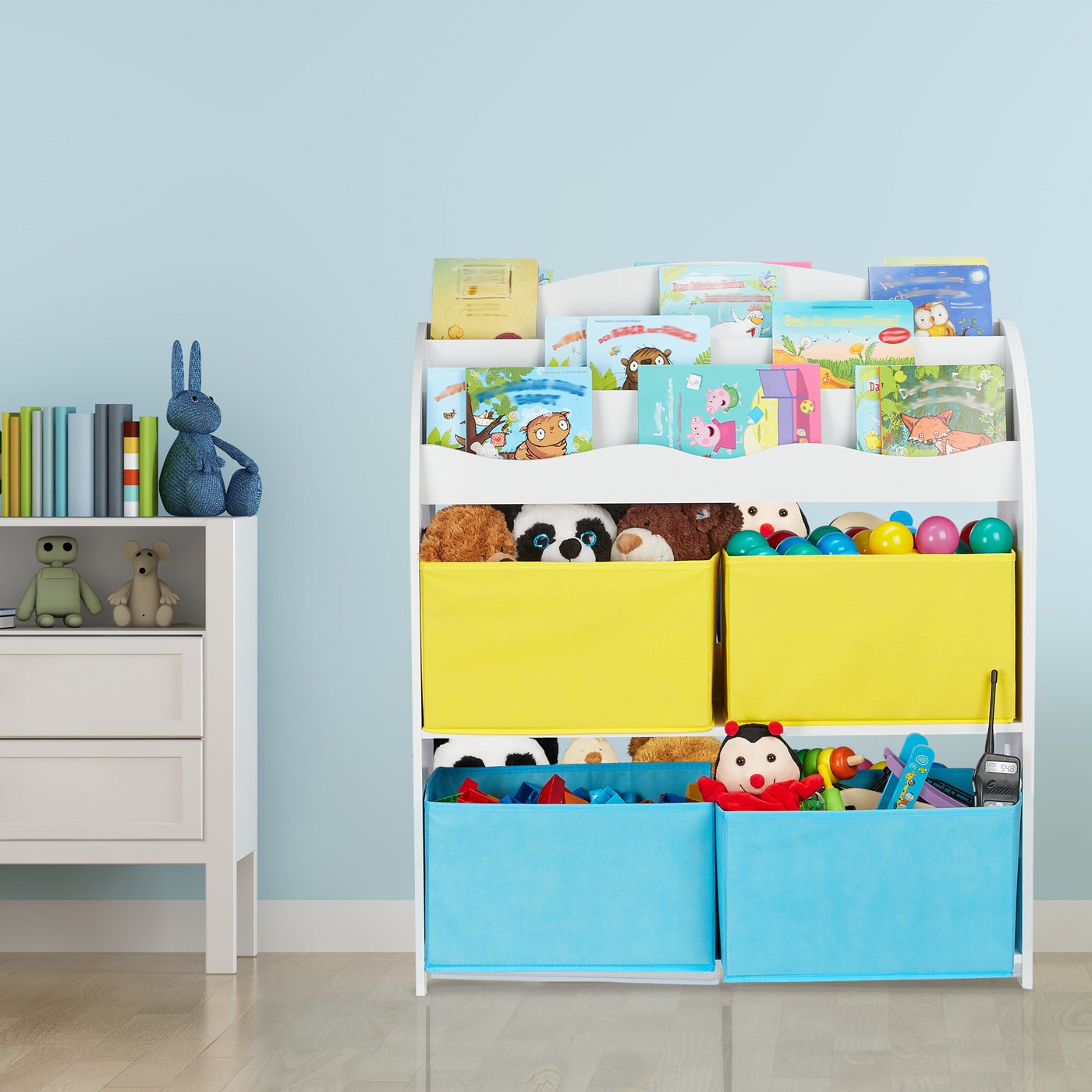relaxdays Kinderregal mit 4 Stoffboxen, 4-tlg., A – Bild 3 von 5