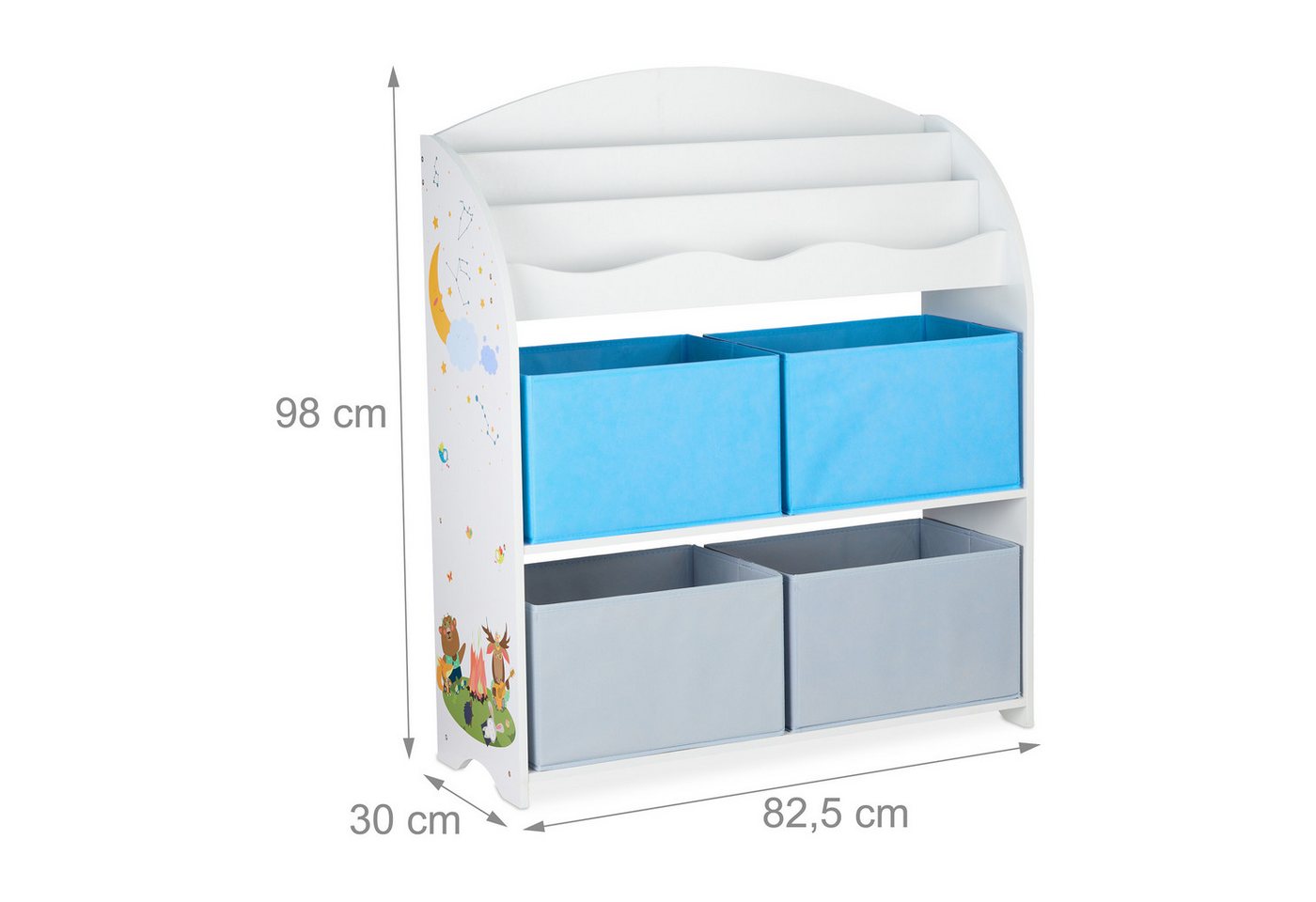 relaxdays Kinderregal mit 4 Stoffboxen, 4-tlg., A – Bild 4 von 5