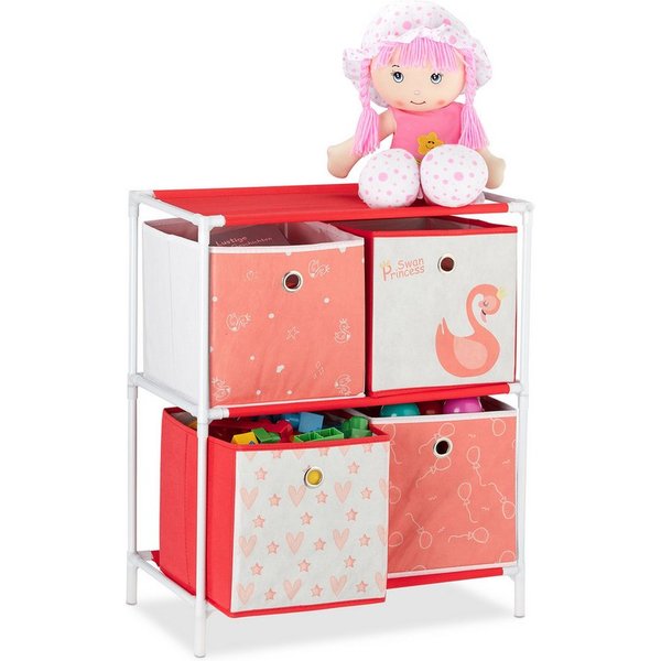 relaxdays Kinderregal Schwan mit Boxen, 4-tlg., 4