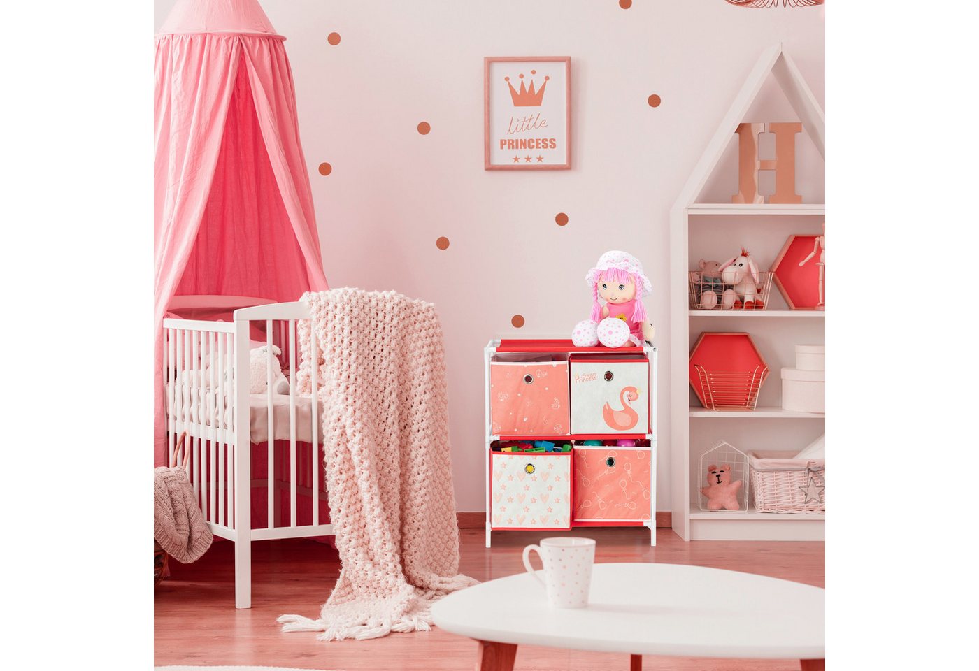 relaxdays Kinderregal Schwan mit Boxen, 4-tlg., 4 – Bild 2 von 5
