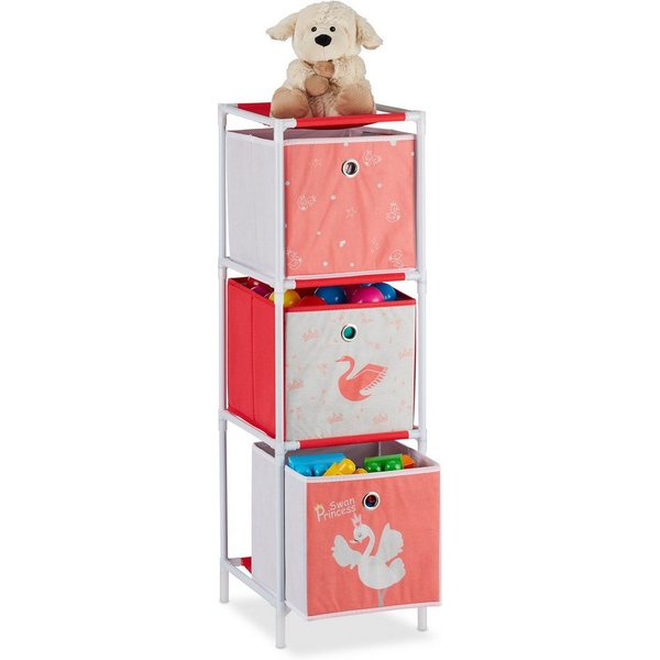 relaxdays Kinderregal Schwan mit Boxen, 3-tlg., 3