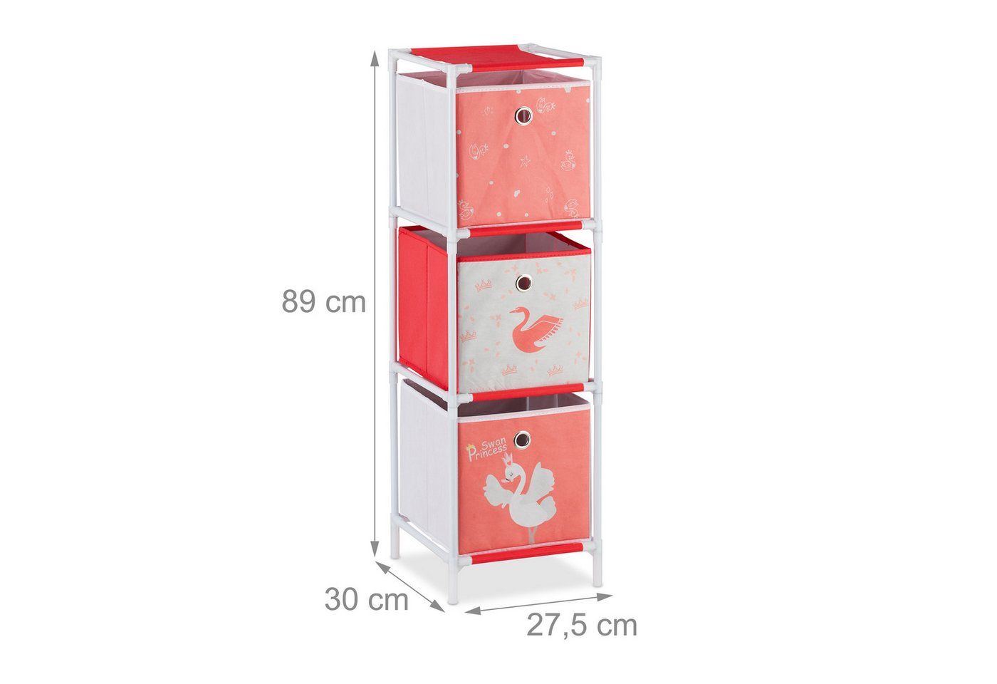 relaxdays Kinderregal Schwan mit Boxen, 3-tlg., 3 – Bild 4 von 5