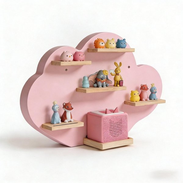 relaxdays Kinderregal Toniebox Regal Wolke, 1-tlg., rosa.