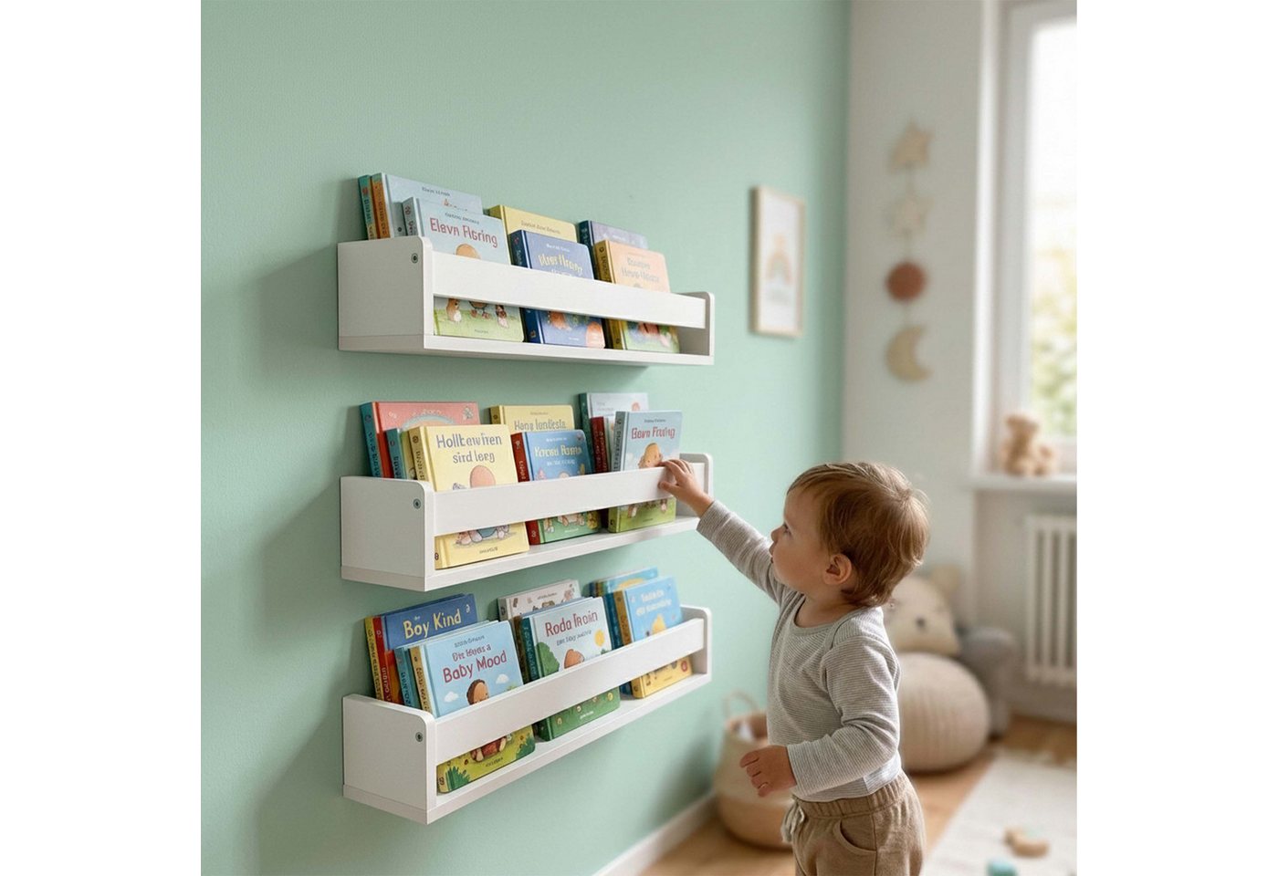relaxdays Kinderregal Wand im 3er Set, 3-tlg., weiß – Bild 2 von 5